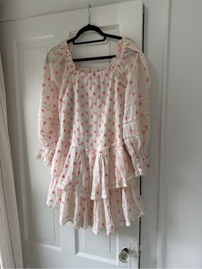 LoveShackFancy Pink and White Dress